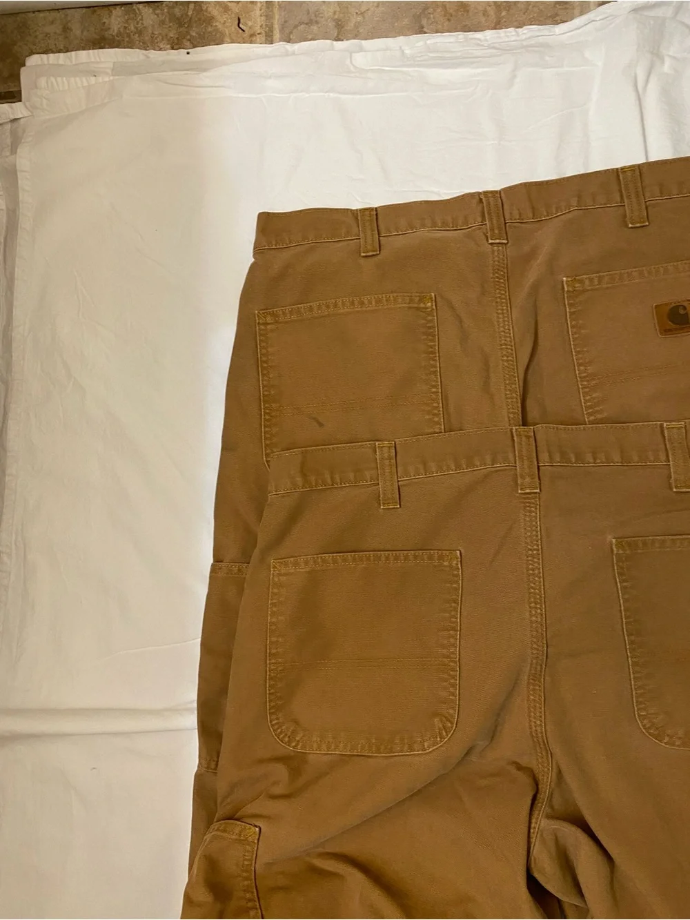 2 vintage Carhartt pants, fair condition Size 36 by 30 Some Stains and Flaws